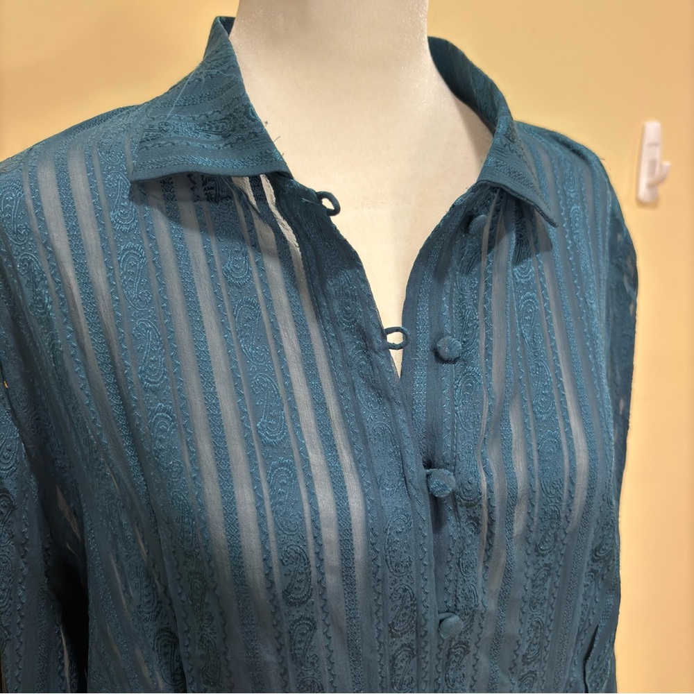 Silk Button-Down Blouse by Georgiou Studio – Size L - Picture 3 of 6